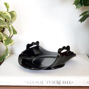 LE Smith Black Glass Rolled Edge Bon-Bon Dish, Vintage Kitchen
